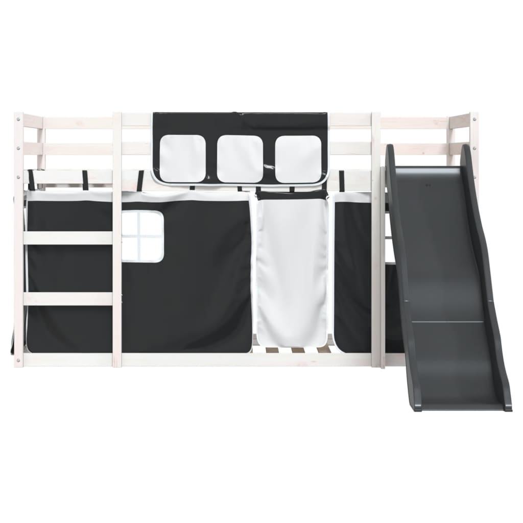 Bunk Bed without Mattress with Slide White and Black 90x190 cm Single