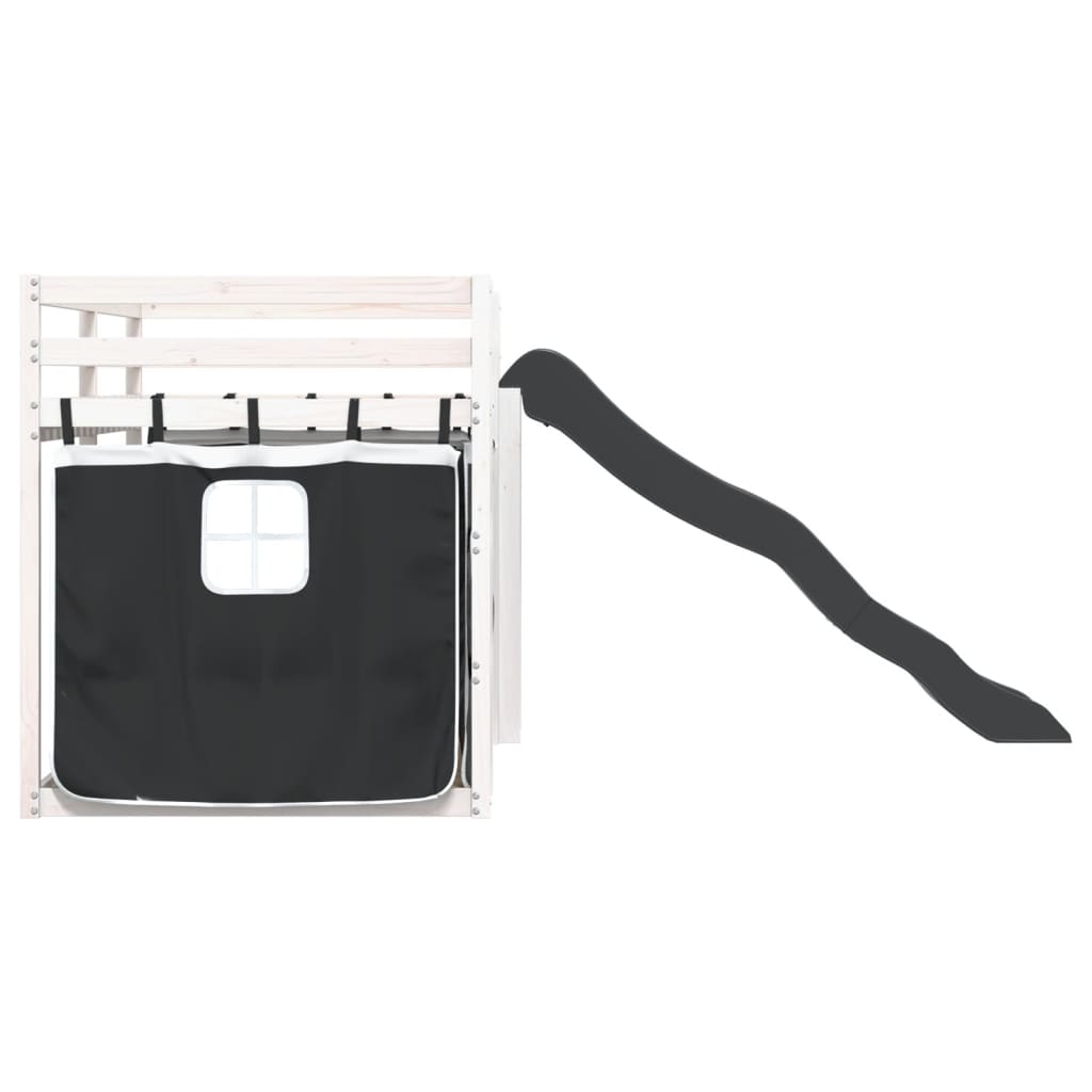 Bunk Bed without Mattress with Slide White and Black 90x190 cm Single