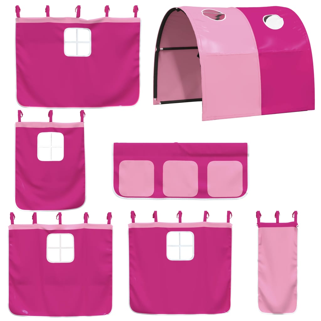 Bunk Bed without Mattress with Slide and Curtains Pink 90x200 cm