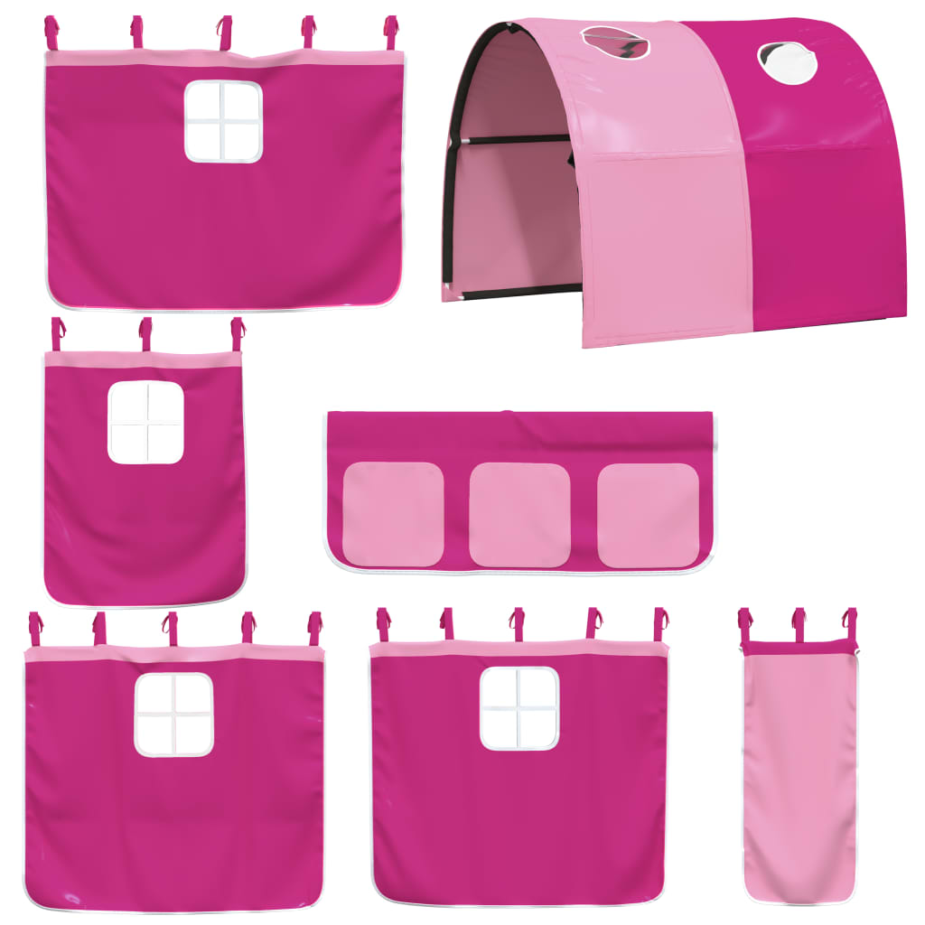 Bunk Bed without Mattress with Slide and Curtains Pink 80x200 cm
