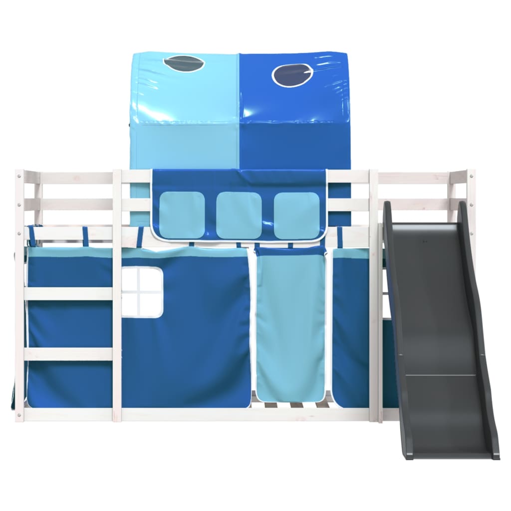 Bunk Bed without Mattress with Slide and Curtains Blue 80x200 cm