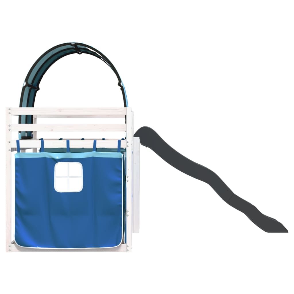 Bunk Bed without Mattress with Slide and Curtains Blue 80x200 cm