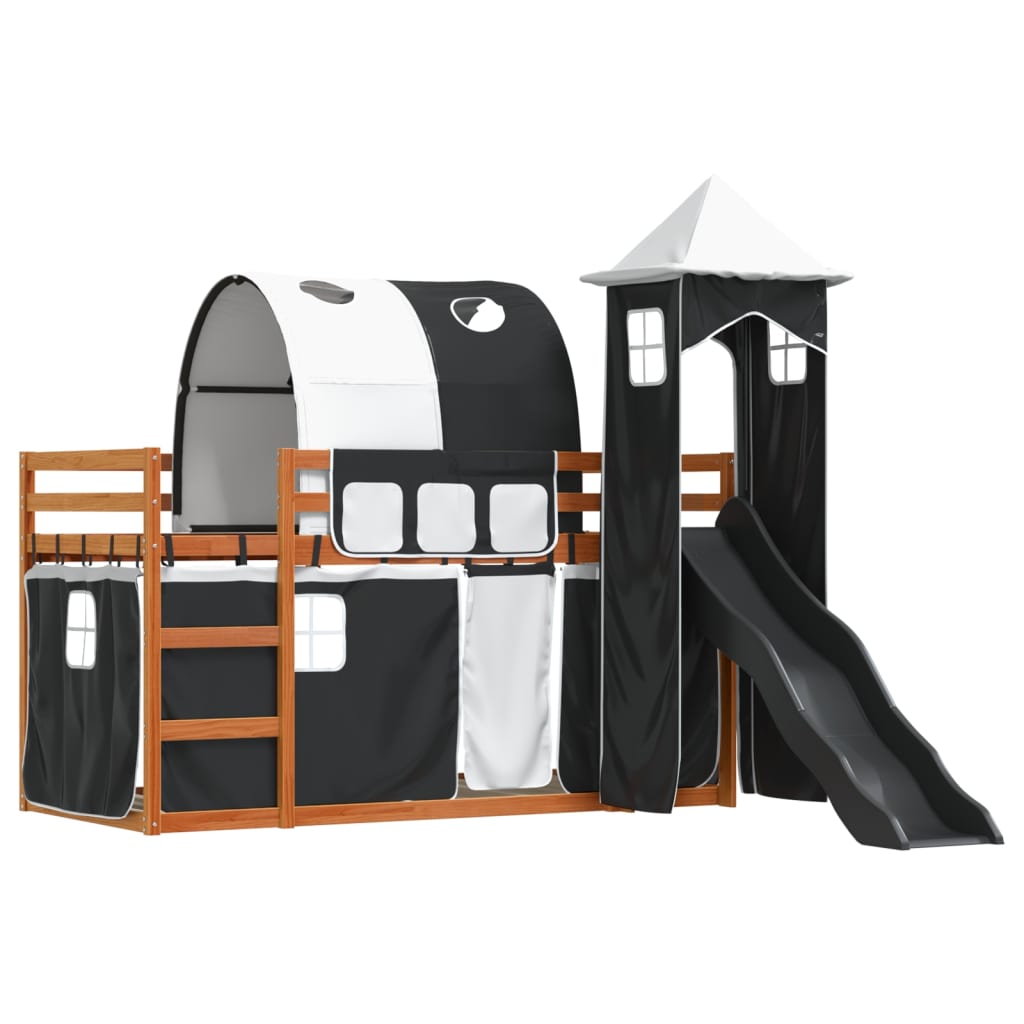 Bunk Bed without Mattress with Slide White and Black 90x200 cm