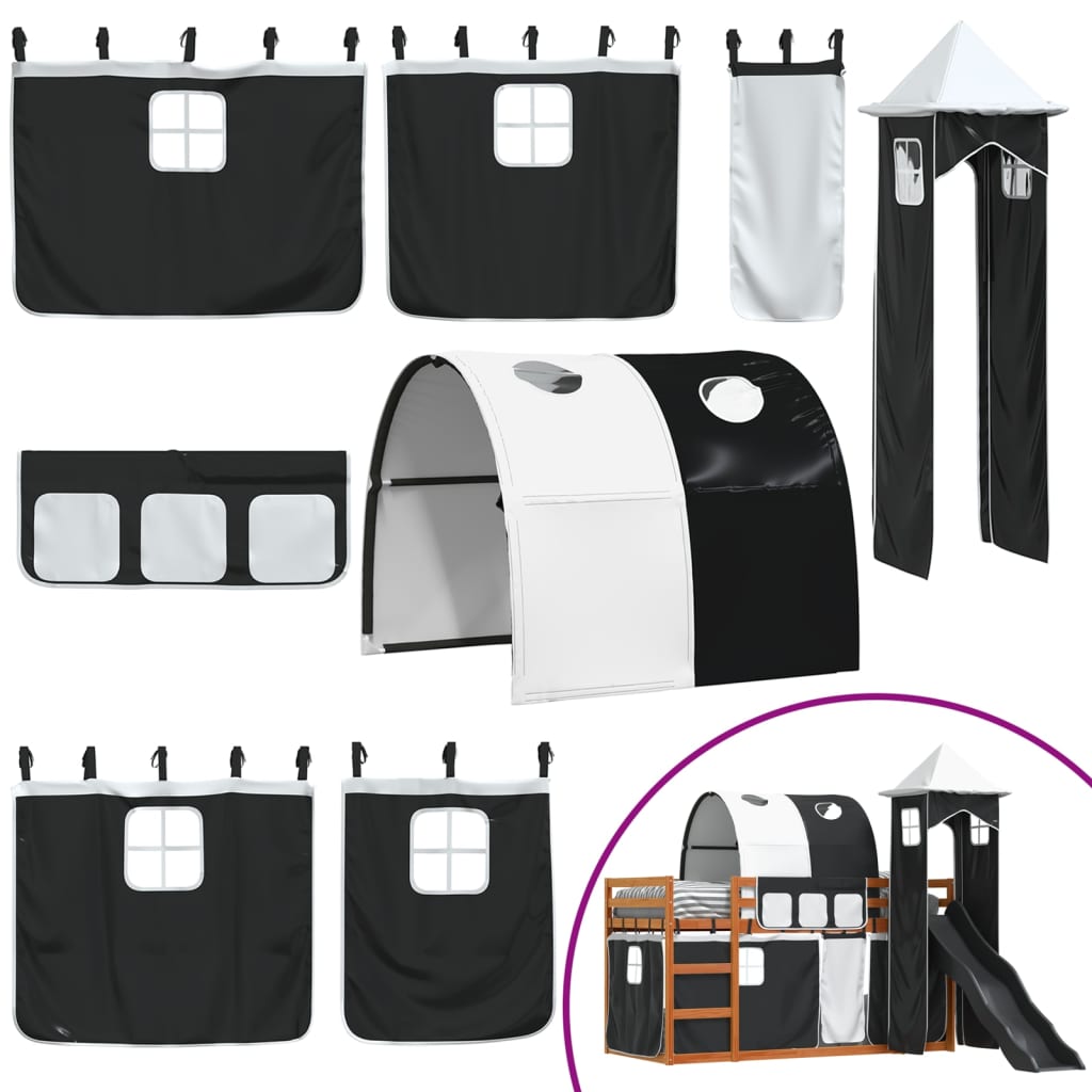 Bunk Bed without Mattress with Slide White and Black 90x200 cm