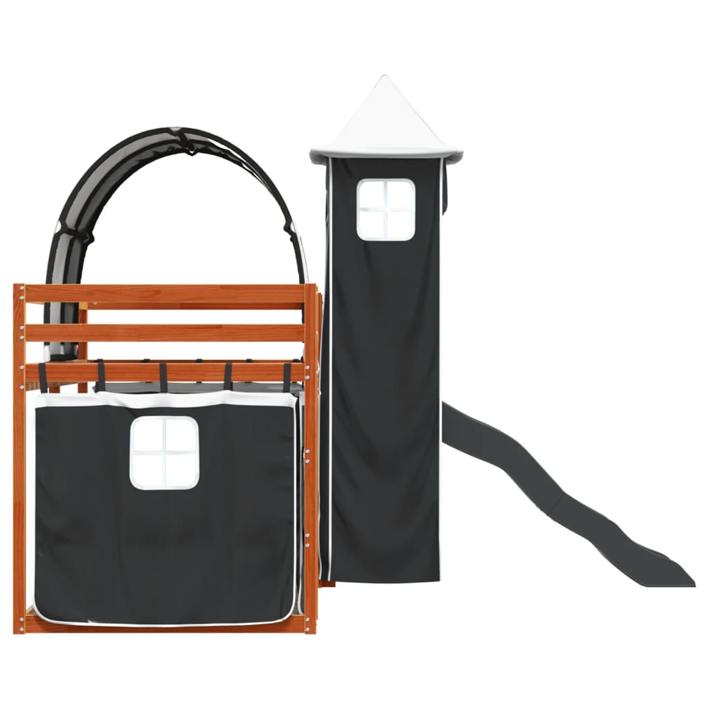 Bunk Bed without Mattress with Slide White and Black 90x200 cm