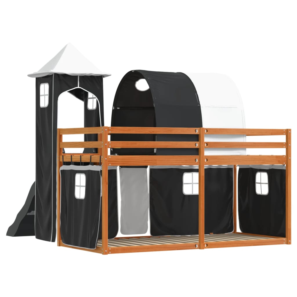 Bunk Bed without Mattress with Slide White and Black 90x200 cm