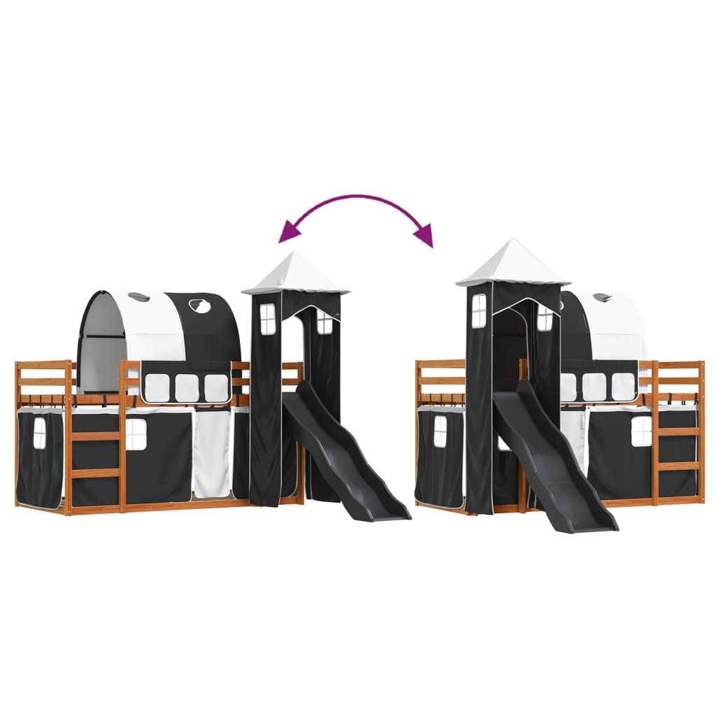 Bunk Bed without Mattress with Slide White and Black 90x200 cm