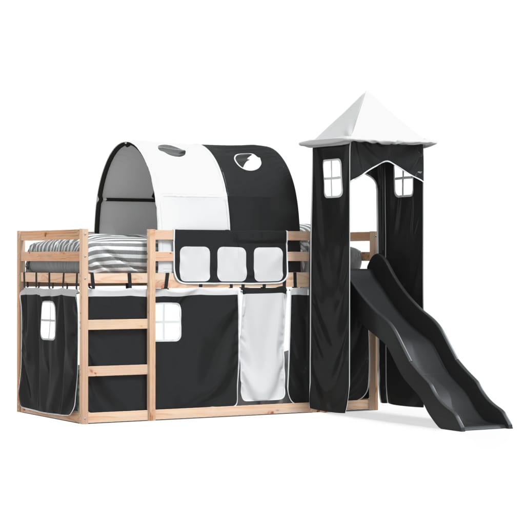 Bunk Bed without Mattress with Slide White and Black 80x200 cm