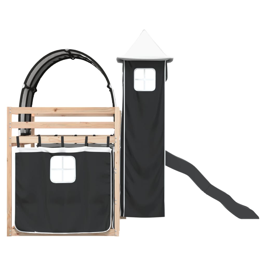 Bunk Bed without Mattress with Slide White and Black 80x200 cm