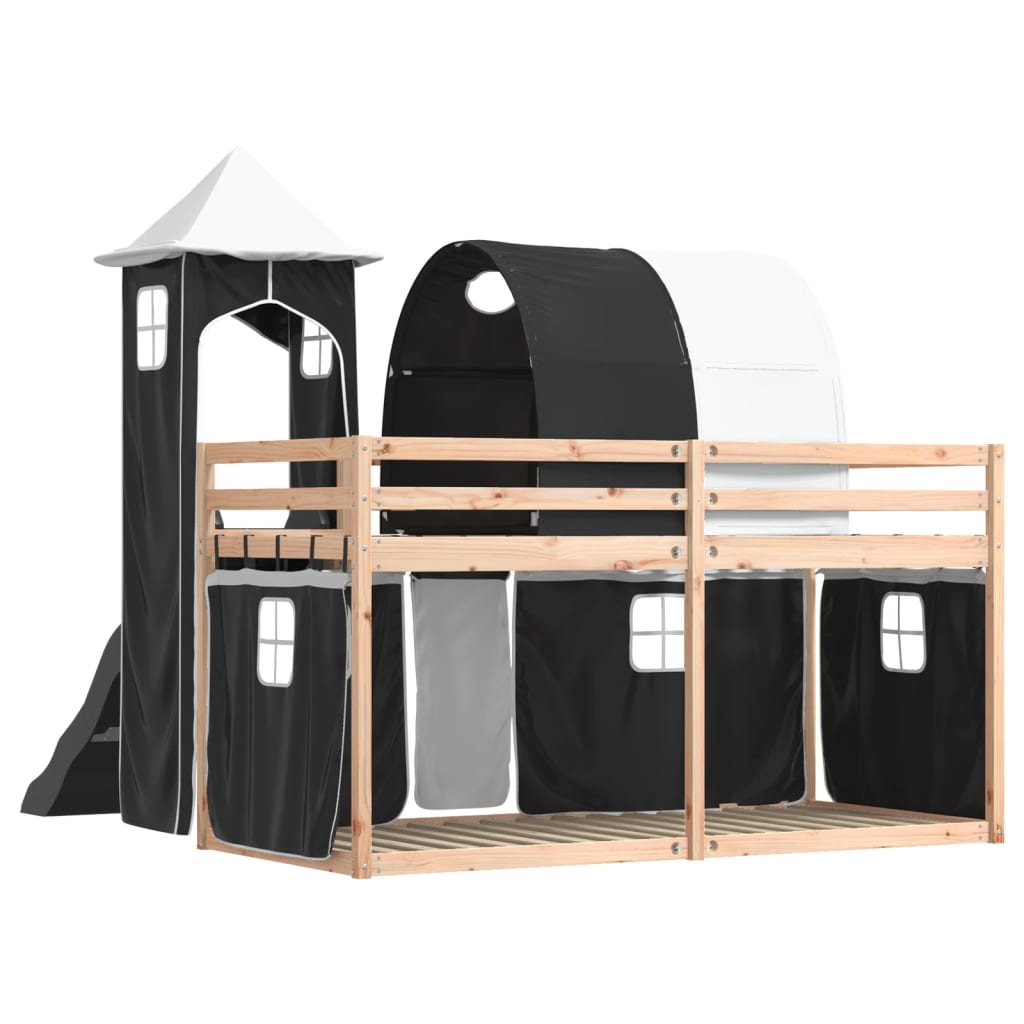Bunk Bed without Mattress with Slide White and Black 80x200 cm