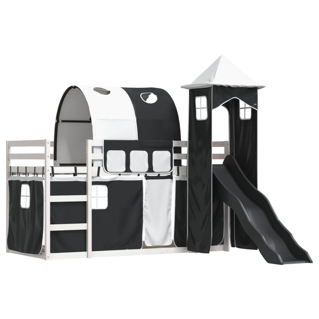 Bunk Bed without Mattress with Slide White and Black 80x200 cm