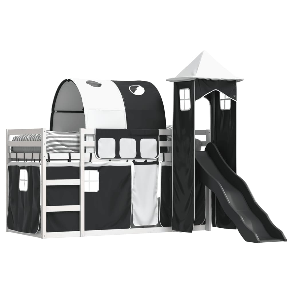 Bunk Bed without Mattress with Slide White and Black 80x200 cm