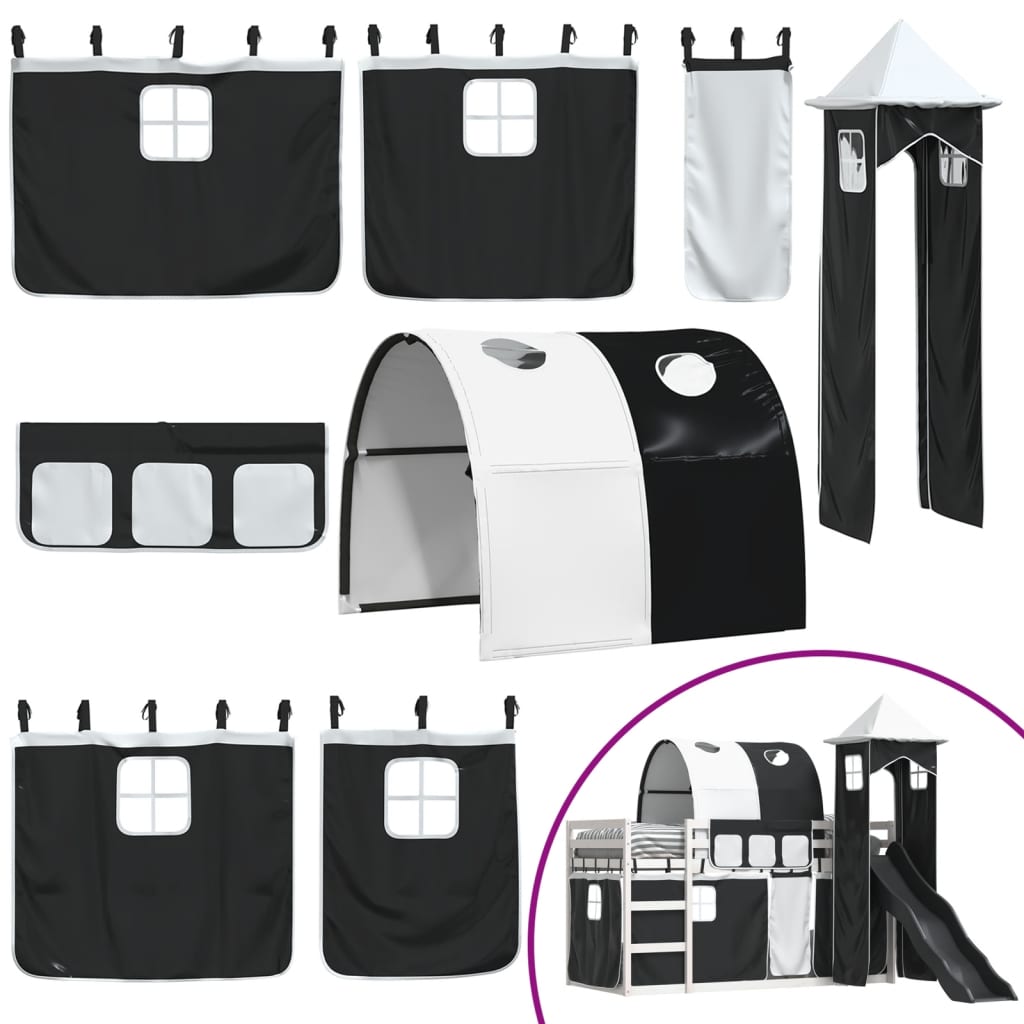 Bunk Bed without Mattress with Slide White and Black 80x200 cm