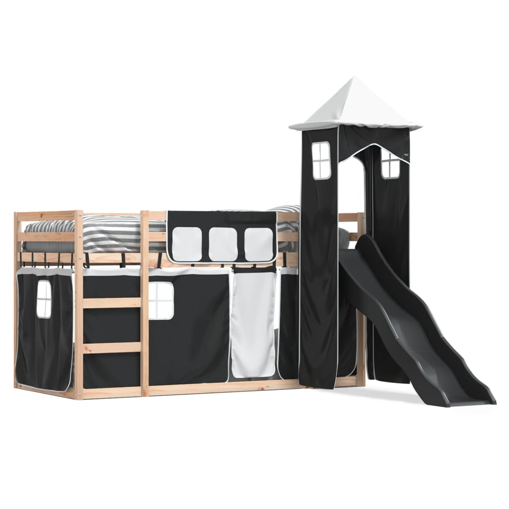 Bunk Bed without Mattress with Slide White and Black 90x200 cm