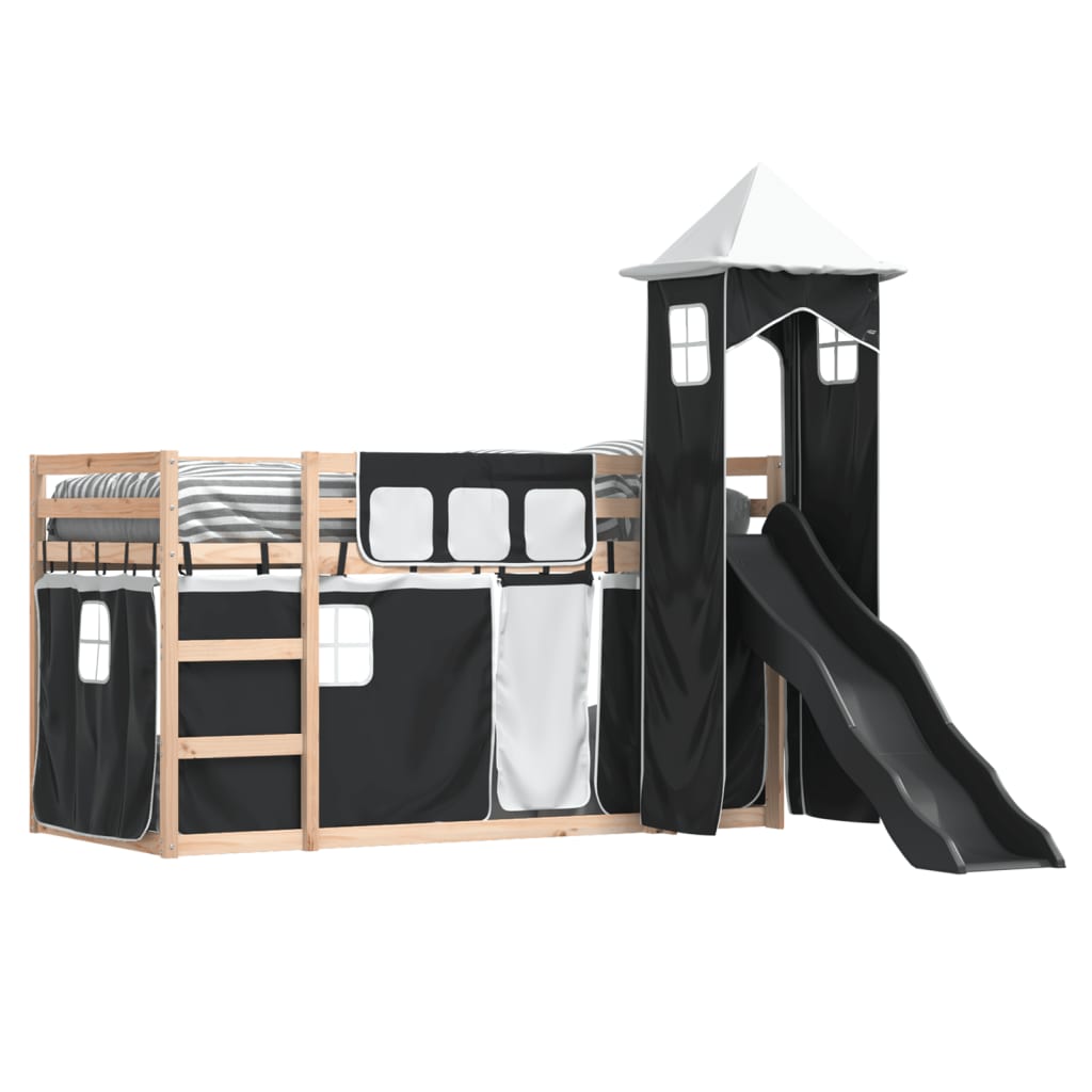 Bunk Bed without Mattress with Slide White and Black 80x200 cm