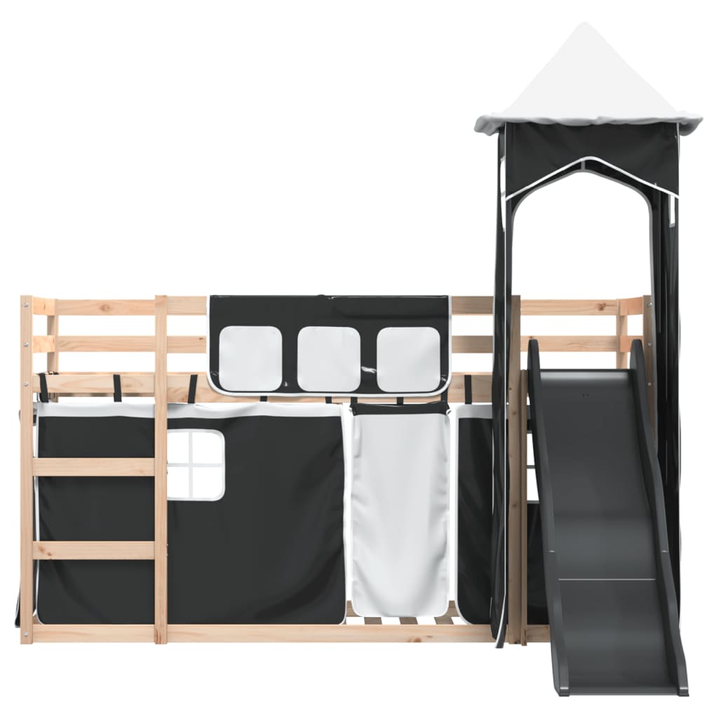 Bunk Bed without Mattress with Slide White and Black 80x200 cm