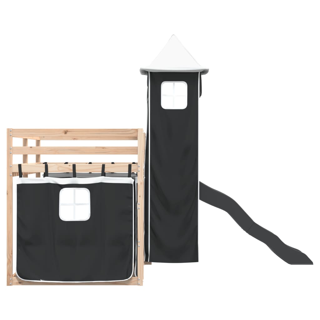 Bunk Bed without Mattress with Slide White and Black 80x200 cm