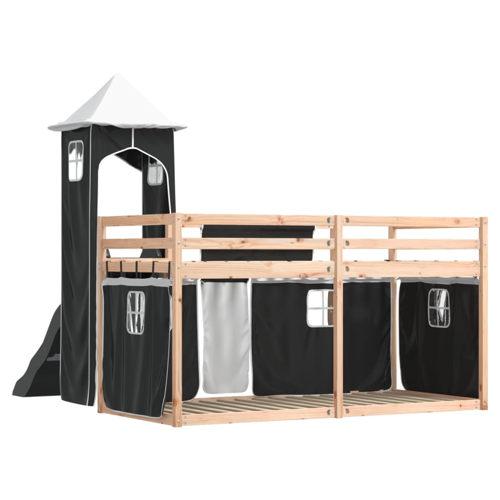 Bunk Bed without Mattress with Slide White and Black 80x200 cm