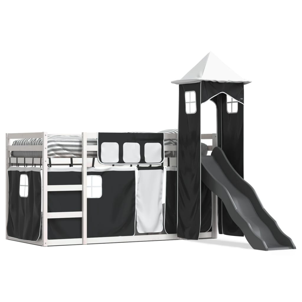 Bunk Bed without Mattress with Slide White and Black 80x200 cm