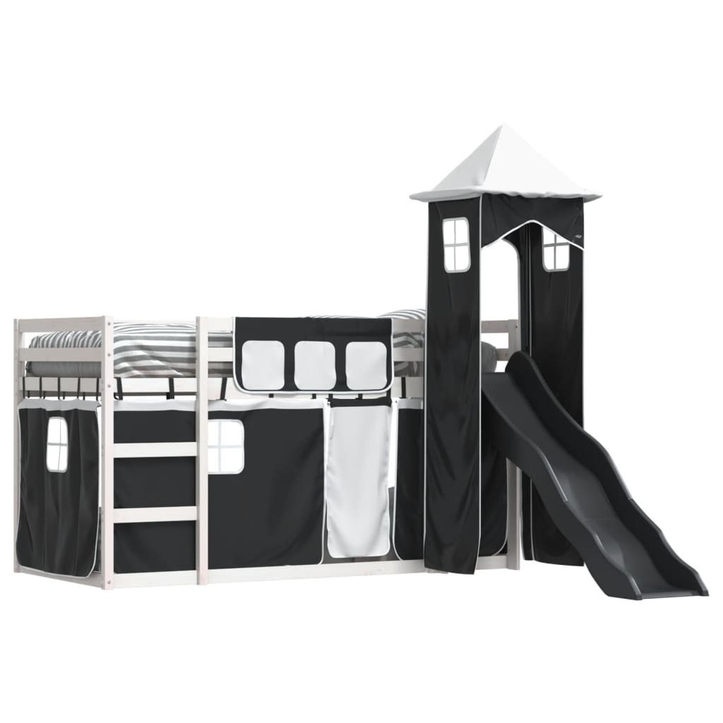 Bunk Bed without Mattress with Slide White and Black 80x200 cm