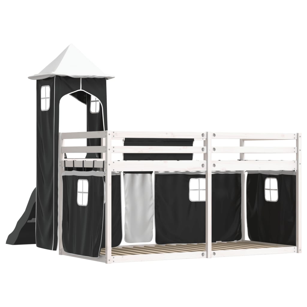 Bunk Bed without Mattress with Slide White and Black 80x200 cm