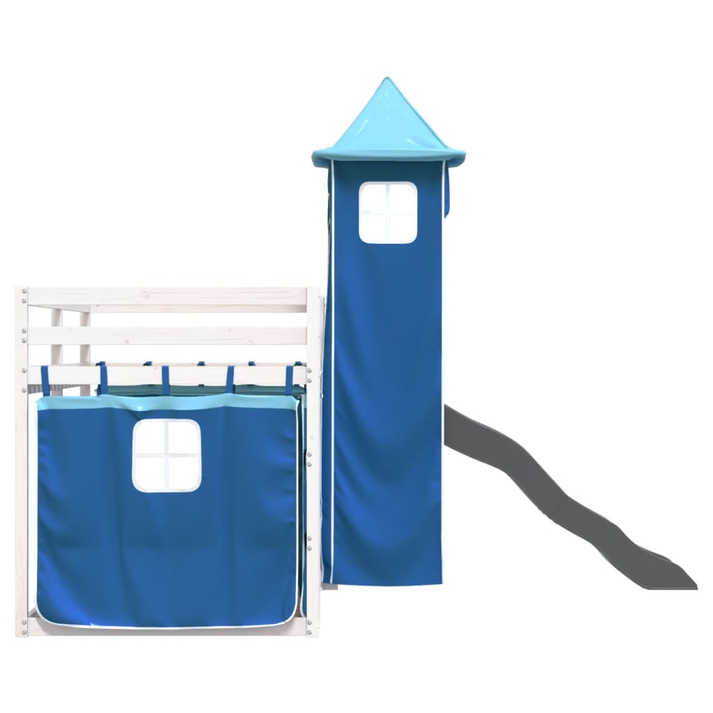 Bunk Bed without Mattress with Slide and Curtains Blue 80x200 cm