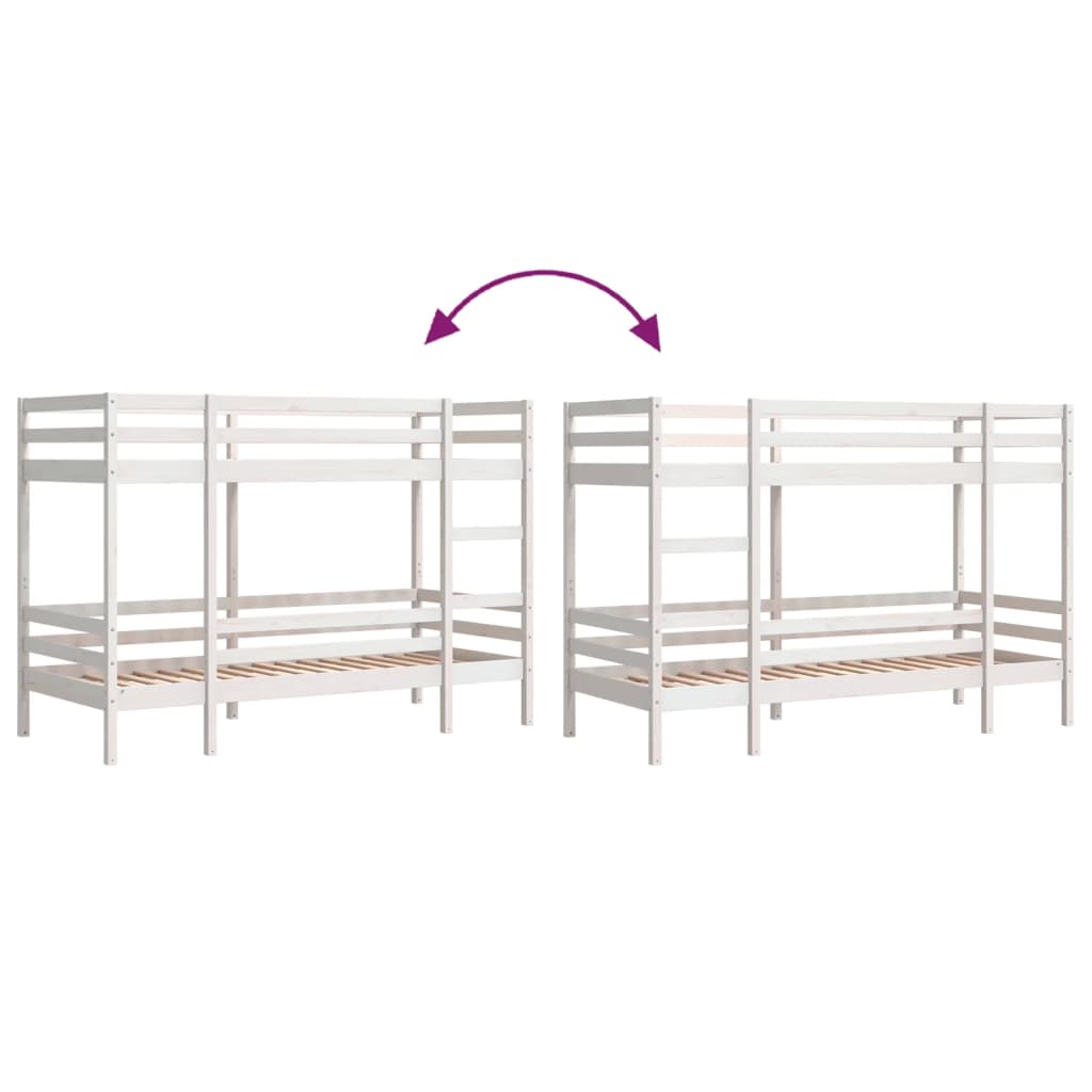 Bunk Bed without Mattress White 90x200 cm Solid Wood Pine