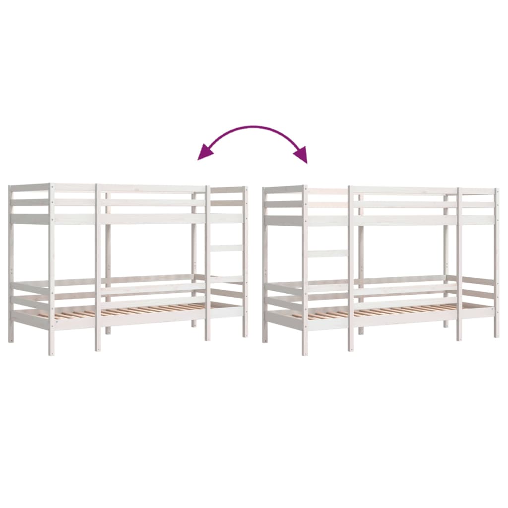 Bunk Bed without Mattress White 90x190 cm Single Solid Wood Pine