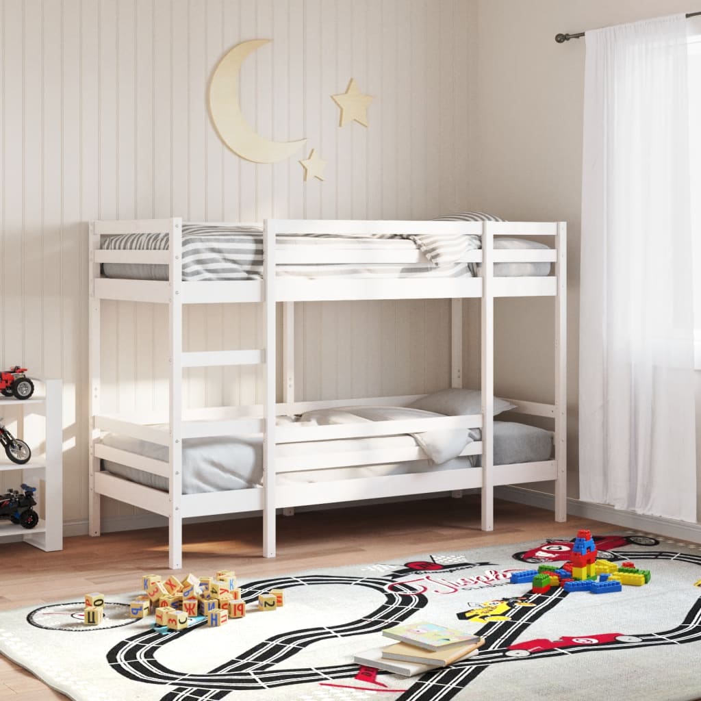 Bunk Bed without Mattress White 90x190 cm Single Solid Wood Pine