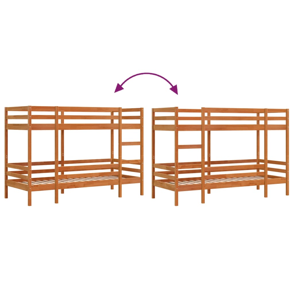 Bunk Bed without Mattress Wax Brown 90x190 cm Single Solid Wood Pine