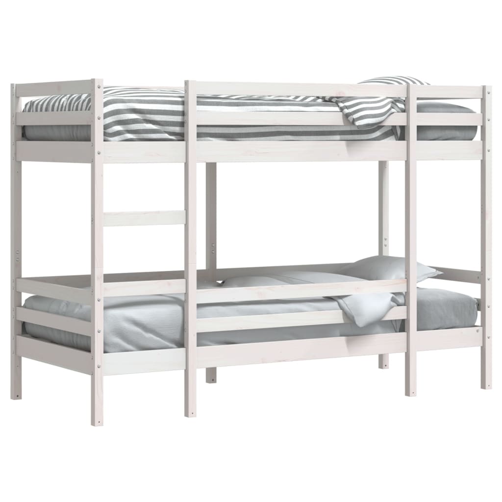 Bunk Bed without Mattress White 75x190 cm Small Single Solid Wood Pine
