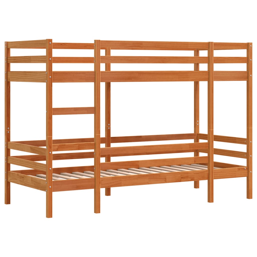 Bunk Bed without Mattress Wax Brown 75x190 cm Small Single Solid Wood Pine