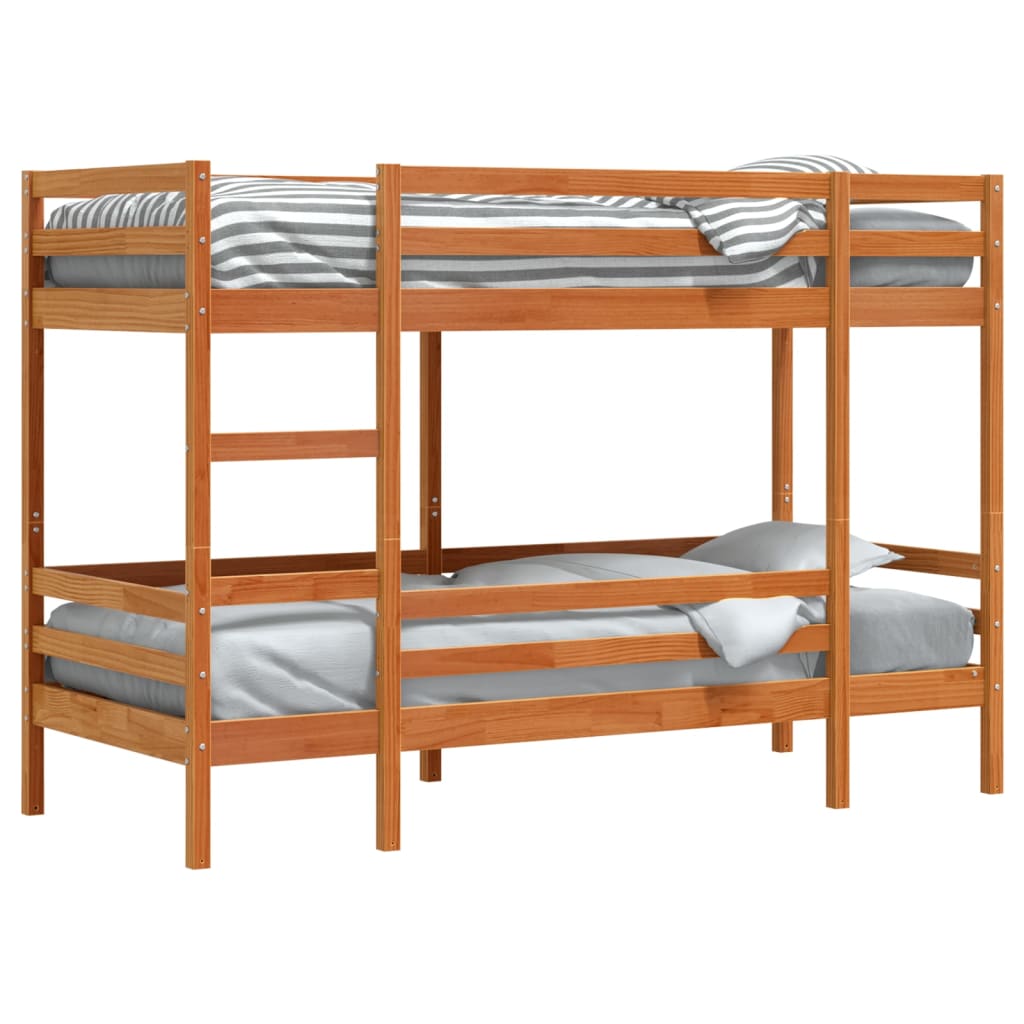 Bunk Bed without Mattress Wax Brown 75x190 cm Small Single Solid Wood Pine