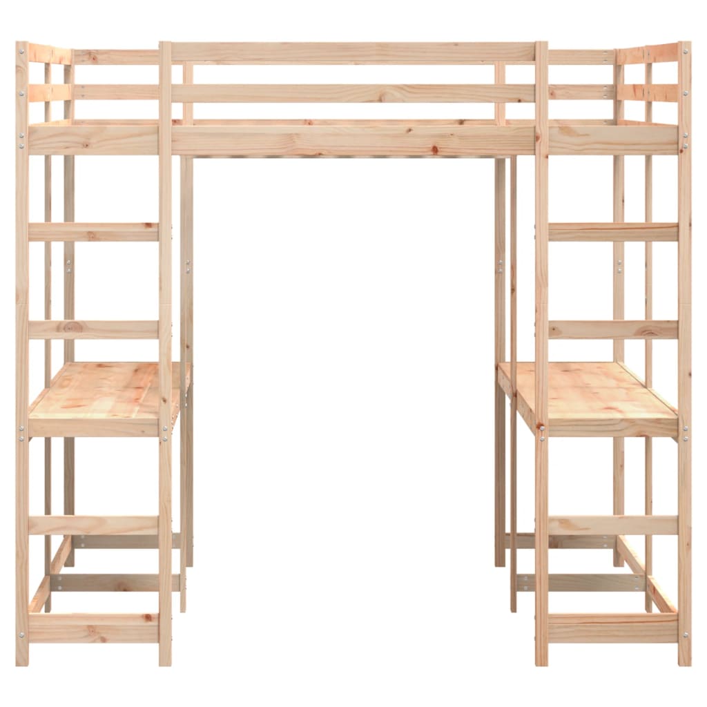 Loft Bed with Desk and Ladder 180x200 cm Super King Solid Wood Pine