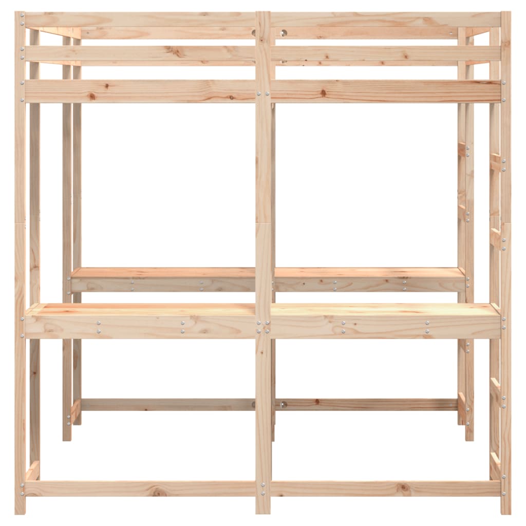 Loft Bed with Desk and Ladder 180x200 cm Super King Solid Wood Pine