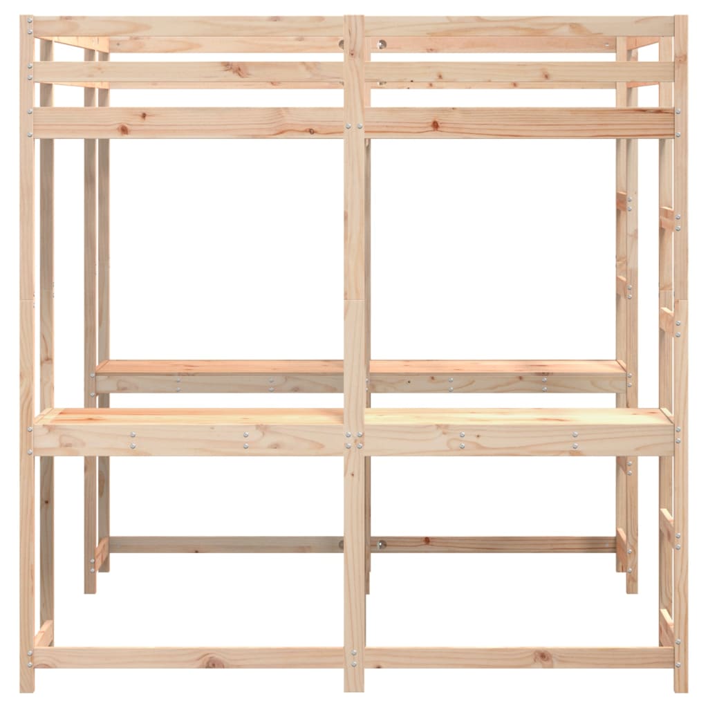 Loft Bed with Desk and Ladder 160x200 cm Solid Wood Pine