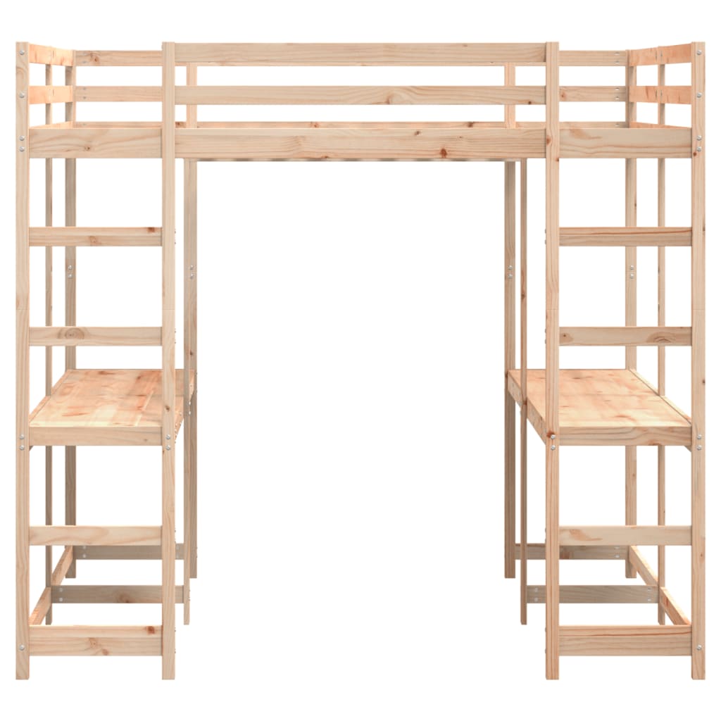 Loft Bed with Desk and Ladder 140x200 cm Solid Wood Pine