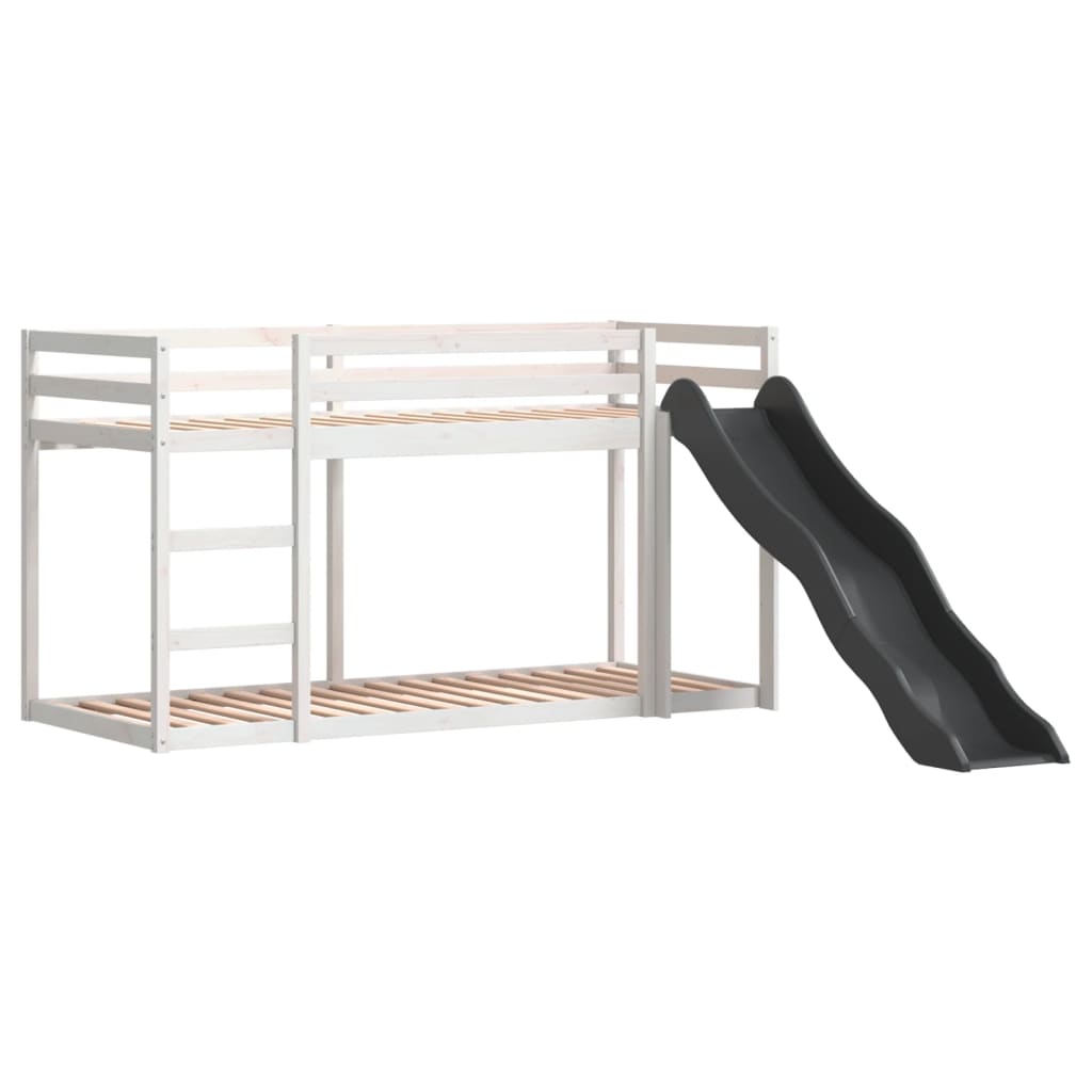 Bunk Bed with Slide&Ladder without Mattress White 80x200 cm