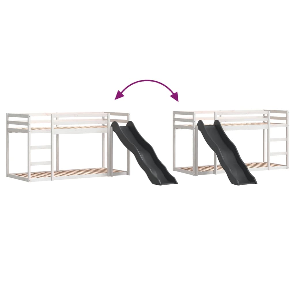 Bunk Bed with Slide&Ladder without Mattress White 80x200 cm