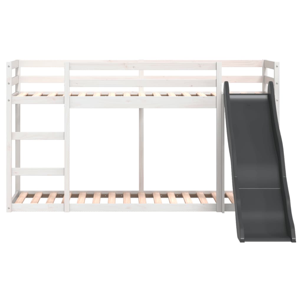 Bunk Bed with Slide&Ladder without Mattress White 90x200 cm
