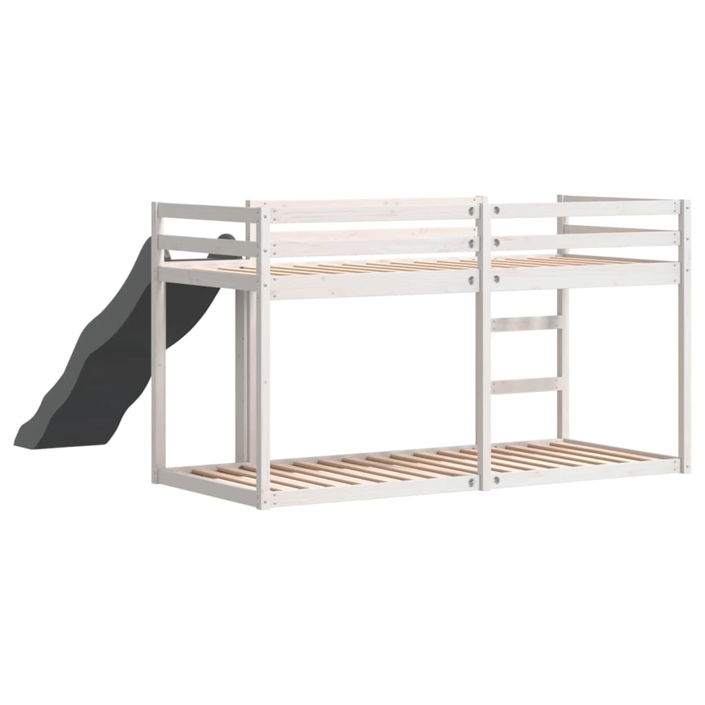 Bunk Bed with Slide&Ladder without Mattress White 90x200 cm