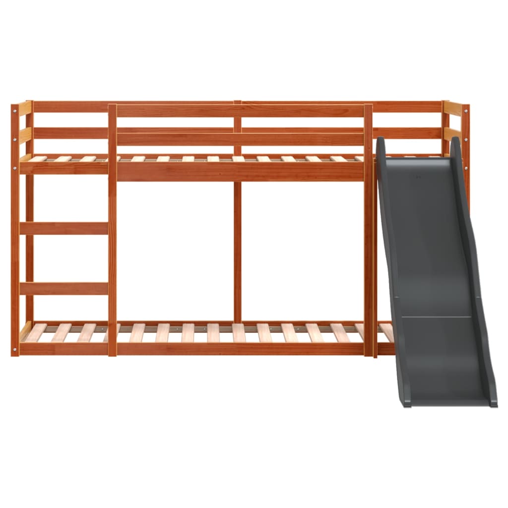 Bunk Bed with Slide&Ladder without Mattress Wax Brown 90x200 cm