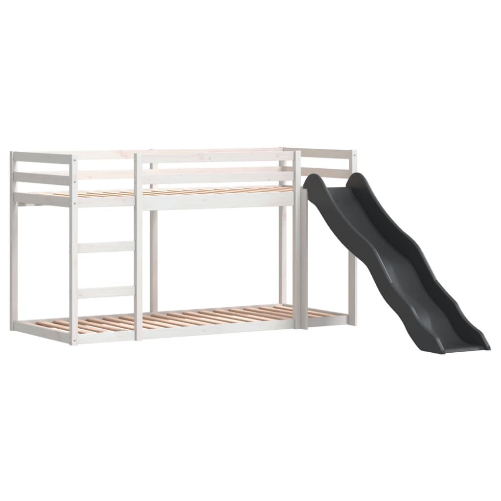 Bunk Bed with Slide&Ladder without Mattress White 90x190 cm Single