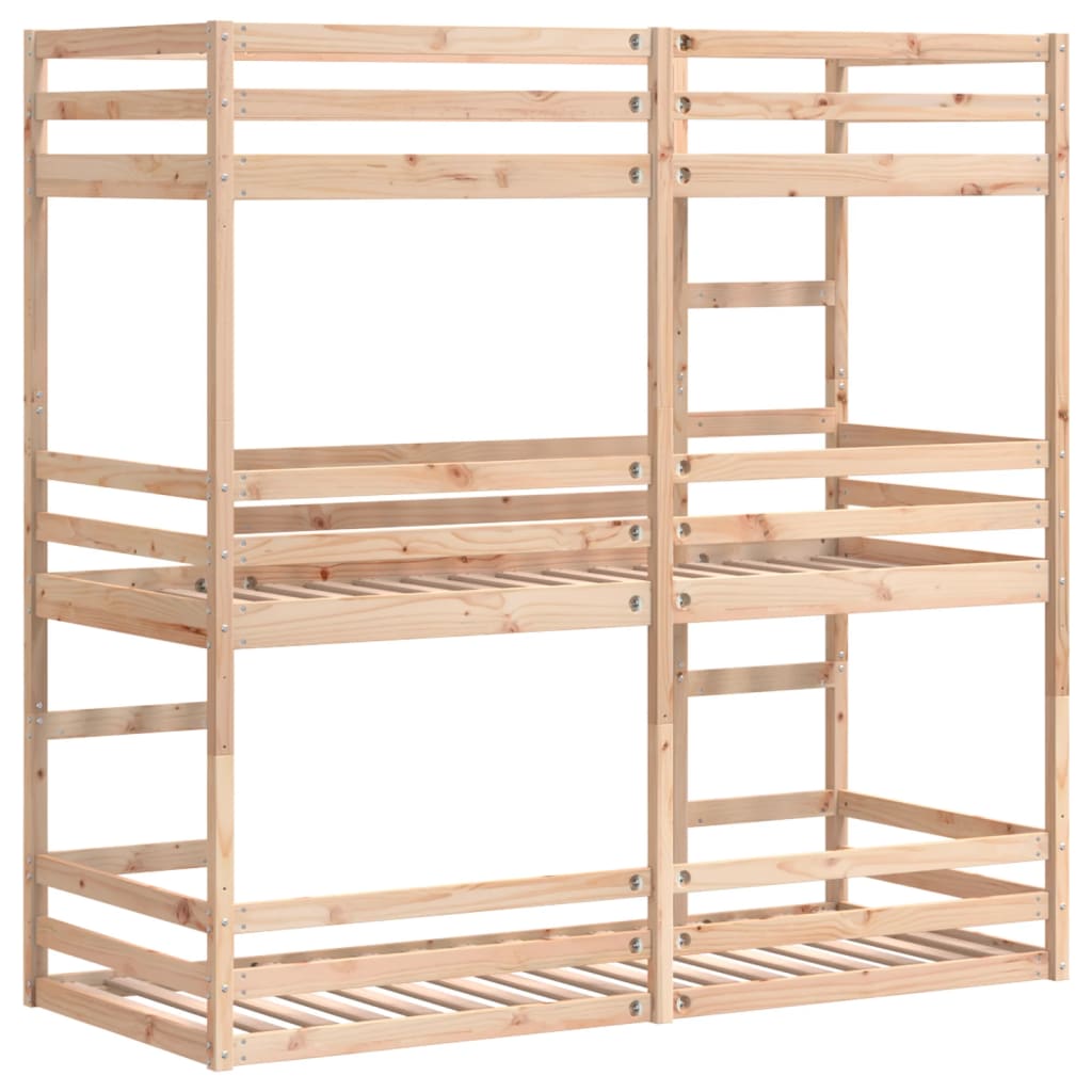 Triple Bunk Bed without Mattress 80x200 cm Solid Wood Pine