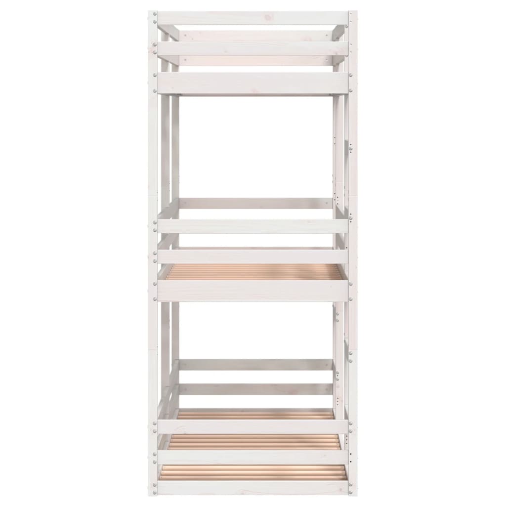 Triple Bunk Bed without Mattress White 80x200 cm Solid Wood Pine
