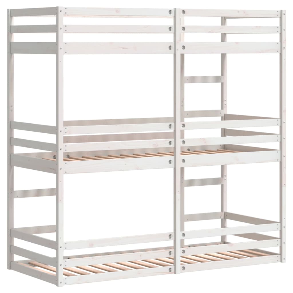 Triple Bunk Bed without Mattress White 80x200 cm Solid Wood Pine