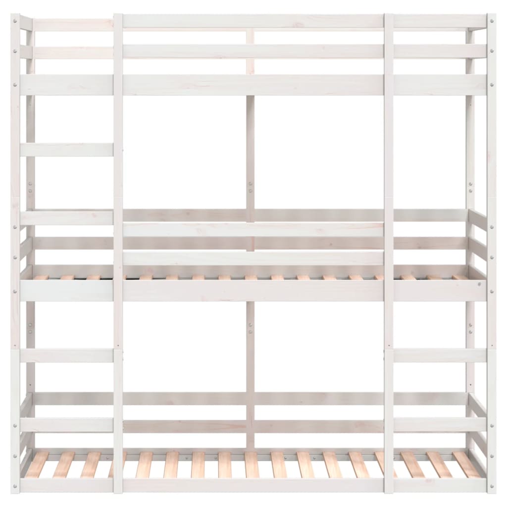 Triple Bunk Bed without Mattress White 90x200 cm Solid Wood Pine