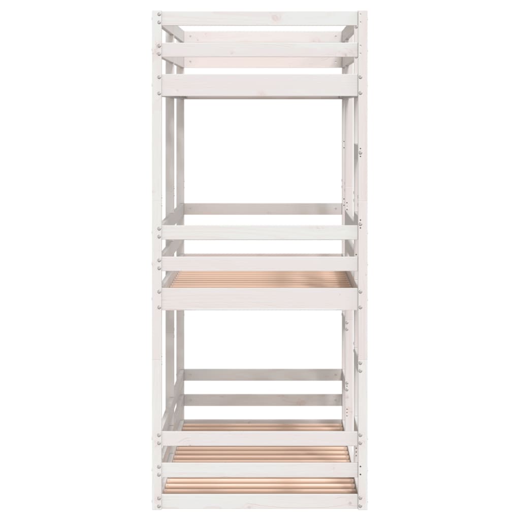 Triple Bunk Bed without Mattress White 90x200 cm Solid Wood Pine
