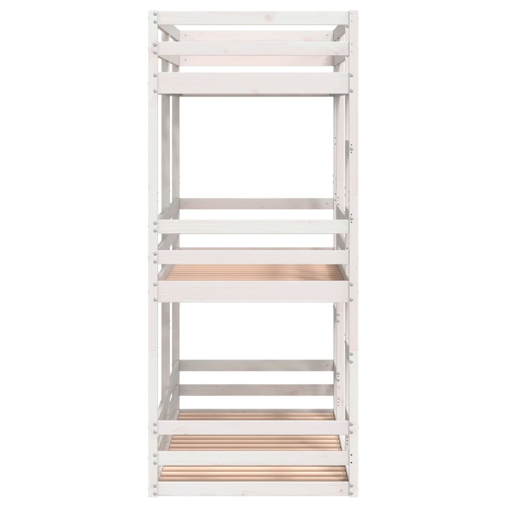 Triple Bunk Bed without Mattress White 75x190 cm Small Single Solid Wood Pine