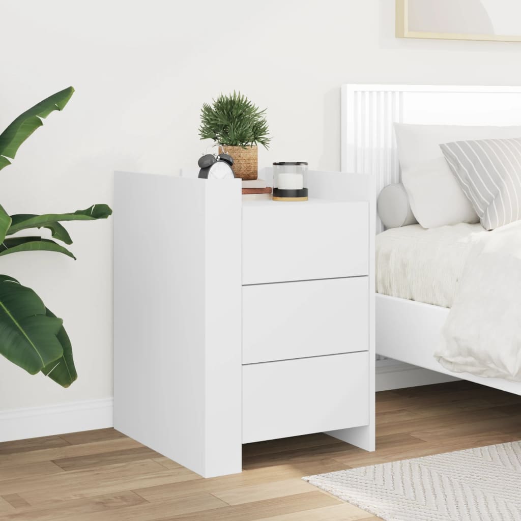 Bedside Cabinet White 45x50x65 cm Engineered Wood